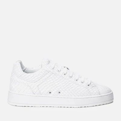 ETQ. Men's Low Top 4 Embossed Leather Trainers - Ice Python