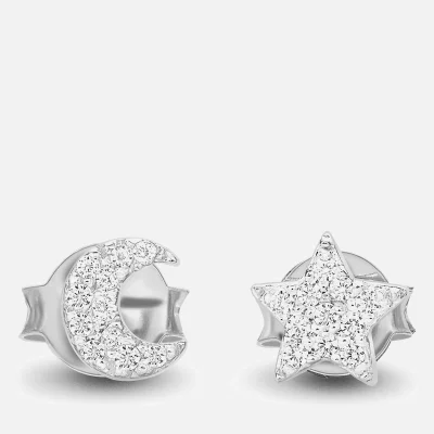 Missoma Women's Moon and Star Stud Earrings - Silver