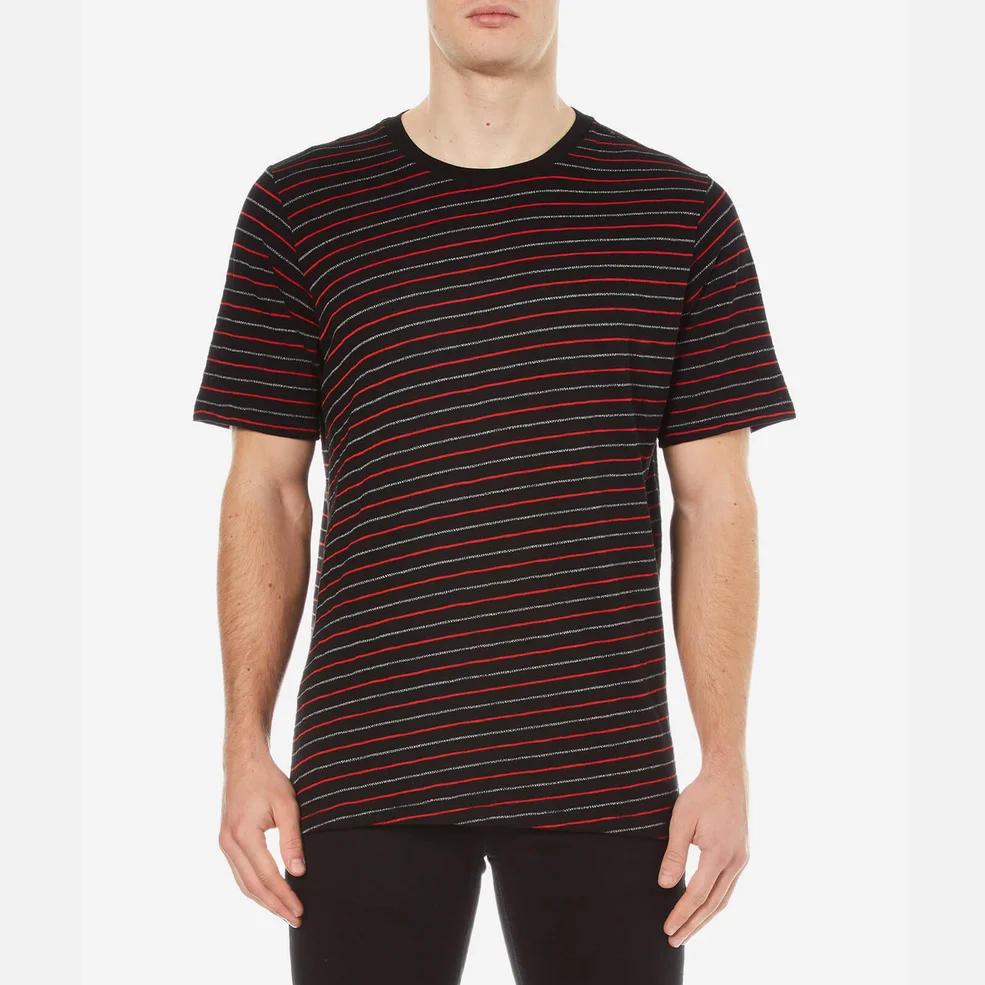 rag & bone Men's Colin Striped T-Shirt - Black/Red Image 1