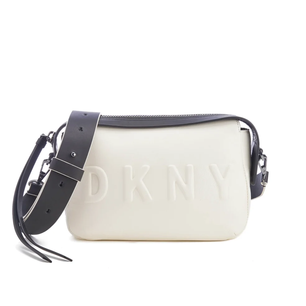 DKNY Women's Debossed Logo Cross Body Bag - Cream Image 1