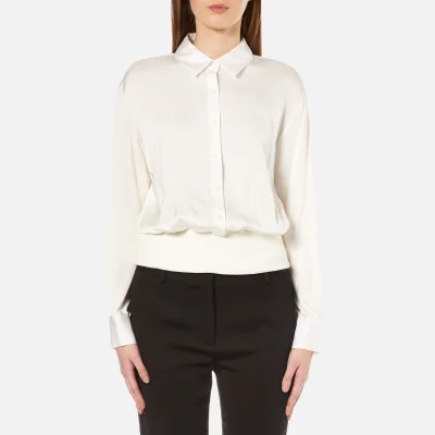 DKNY Women's Button Through Pullover with Ribbed Hem - Gesso