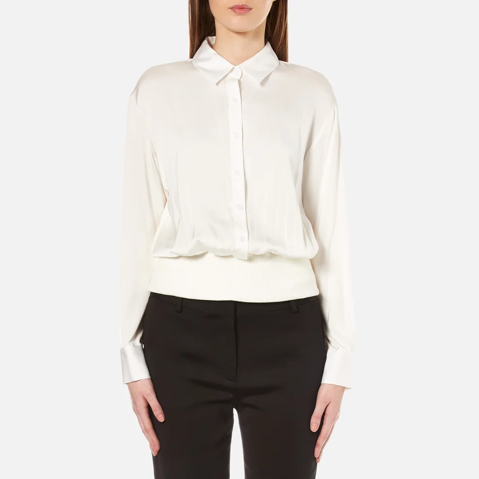 DKNY Women's Button Through Pullover with Ribbed Hem - Gesso Image 1