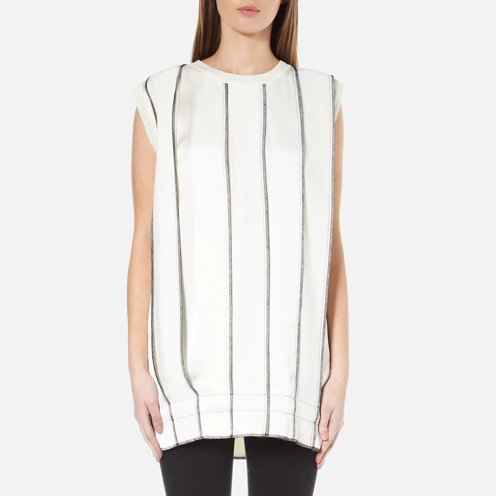 DKNY Women's Sleeveless Reversible Panelled Tunic with Drawcord and Exposed Label - Gesso/Black Image 1