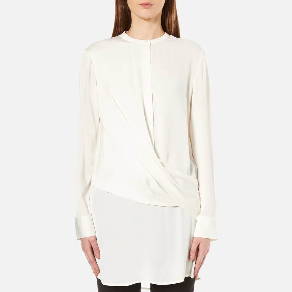 DKNY Women's Long Sleeve Wrap Front Tunic Shirt - Gesso Image 1