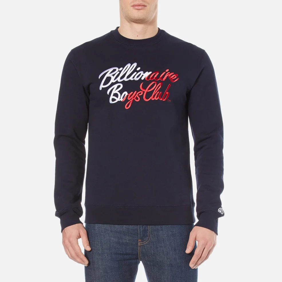 Billionaire Boys Club Men's Script Embroidered Sweatshirt - Navy Image 1