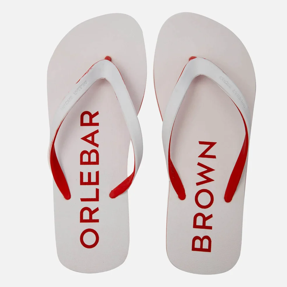 Orlebar Brown Men's Efren Flip Flops - White/Rescue Red Image 1