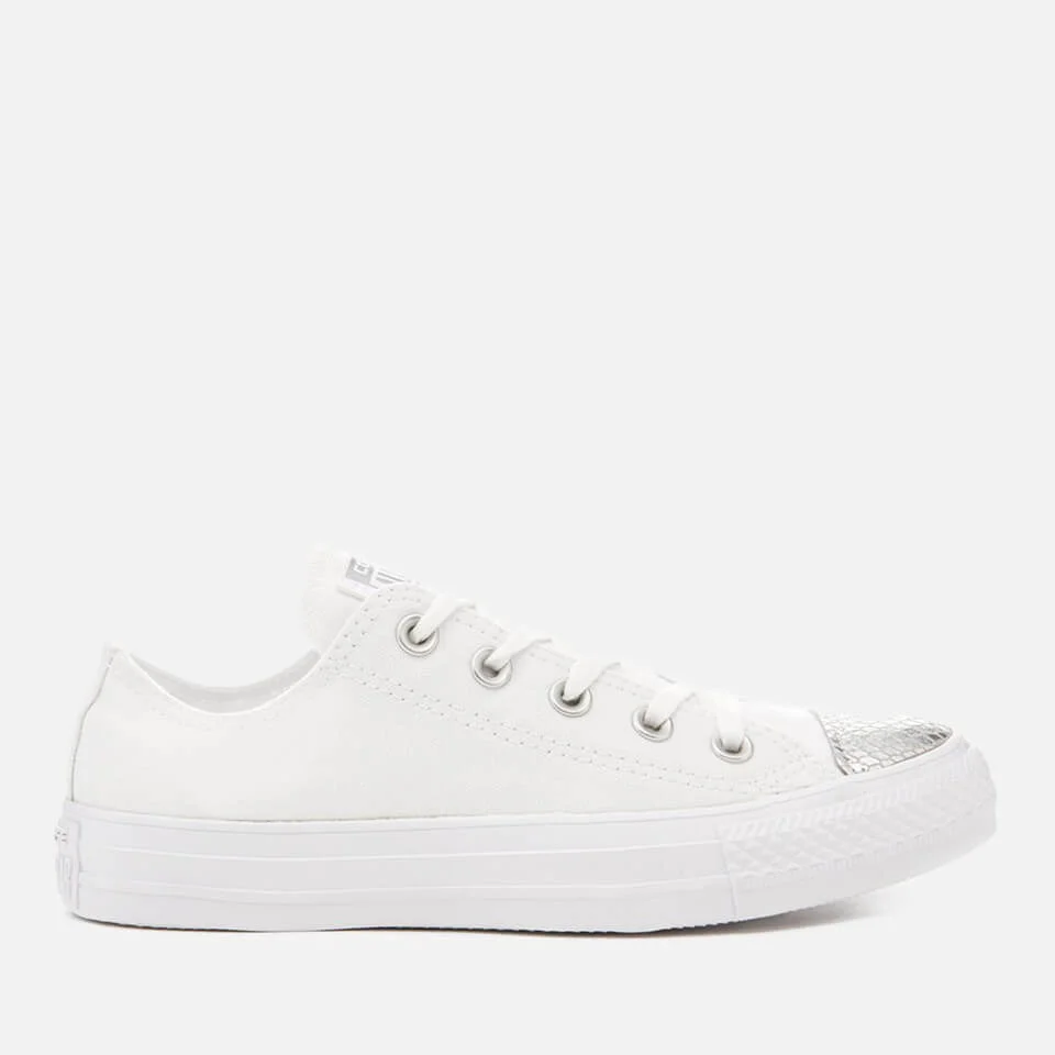 Converse Women's Chuck Taylor All Star Ox Trainers - White/Silver Image 1