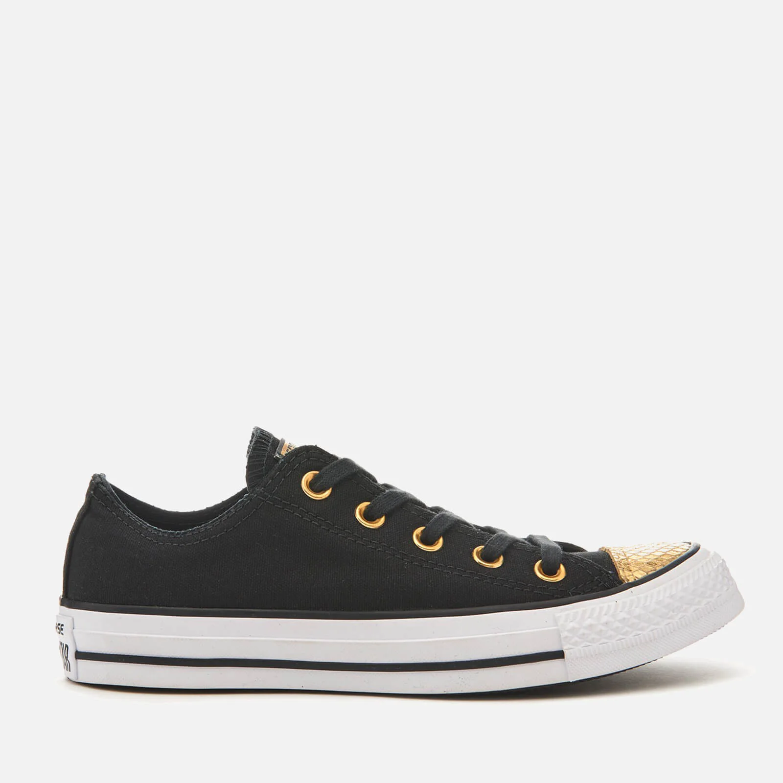 Converse Women's Chuck Taylor All Star Ox Trainers - Black/Gold/White Image 1