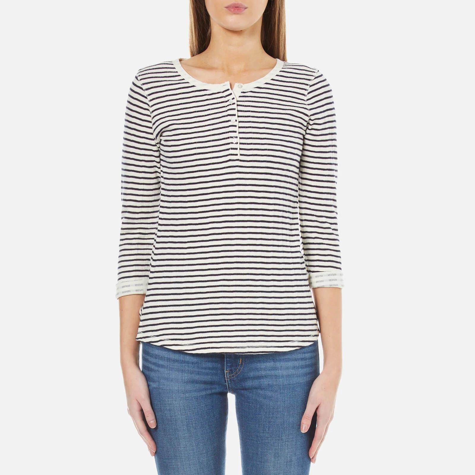 Maison Scotch Women's Home Alone Bonded Grandad Top with 3/4 Sleeve - Combo B Image 1