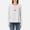 Maison Scotch Women's Drapey Woven Stripe Top with Embroidered Collar - Multi - Image 1