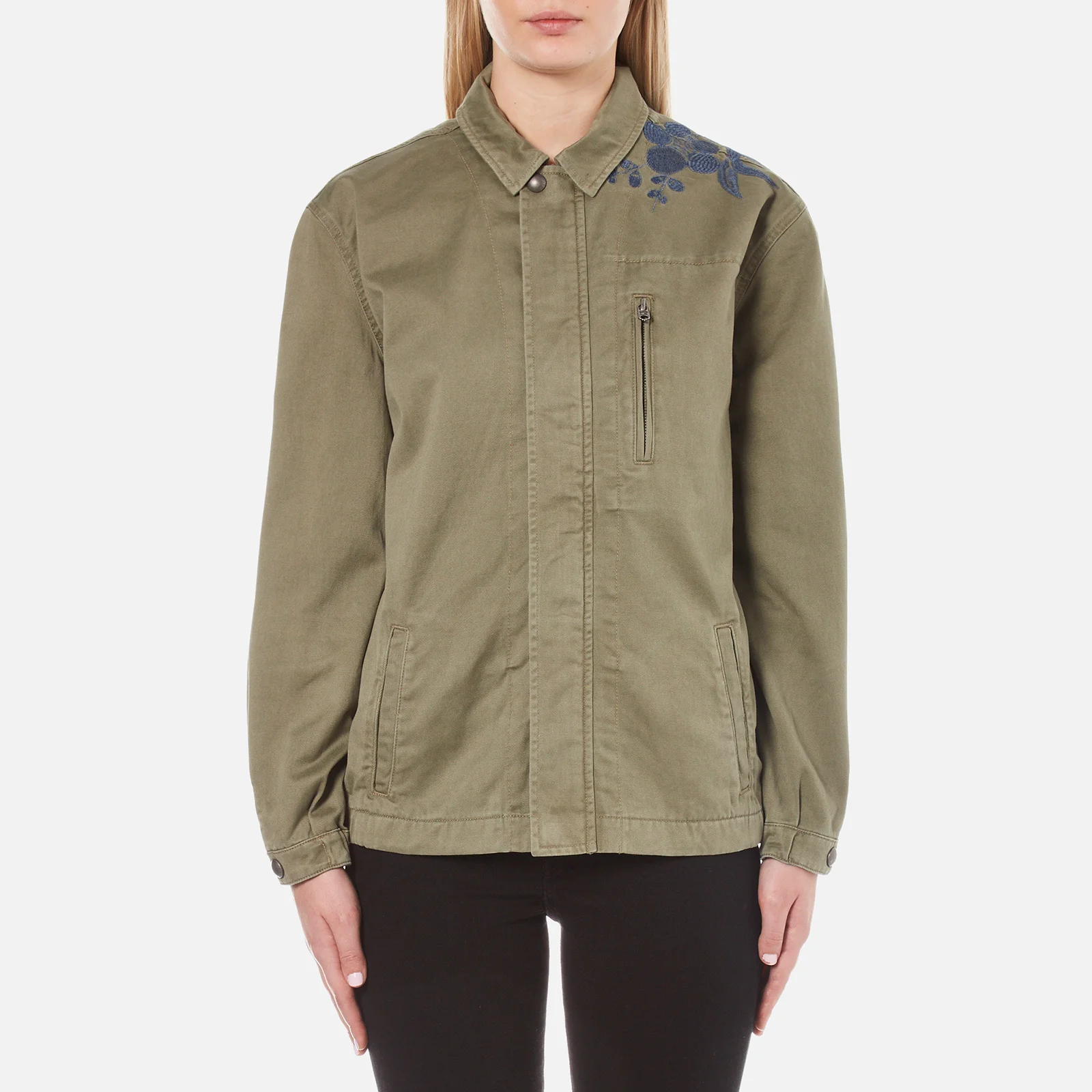 Maison Scotch Women's Army Jacket with Embroidery - Military Green Image 1