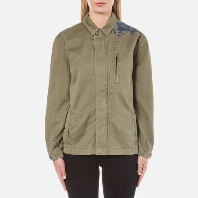 Maison Scotch Women's Army Jacket with Embroidery - Military Green