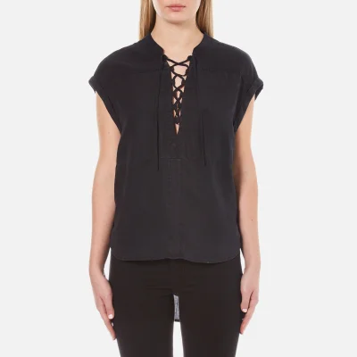 Maison Scotch Women's Cool Sleeveless Top with Lacing Detail - Black