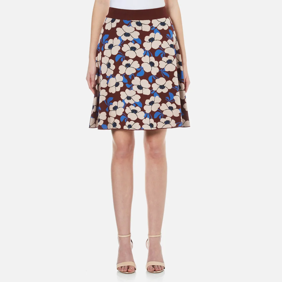 Sportmax Code Women's Nasca Floral Knitted Skirt - Bordeaux Image 1