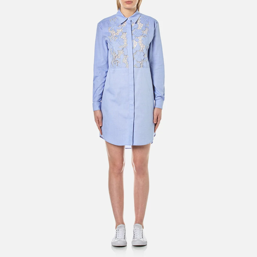 Sportmax Code Women's Curvato Lace Panel Shirt Dress - Light Blue Image 1