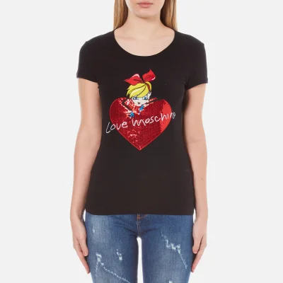 Love Moschino Women's Heart T-Shirt - Black