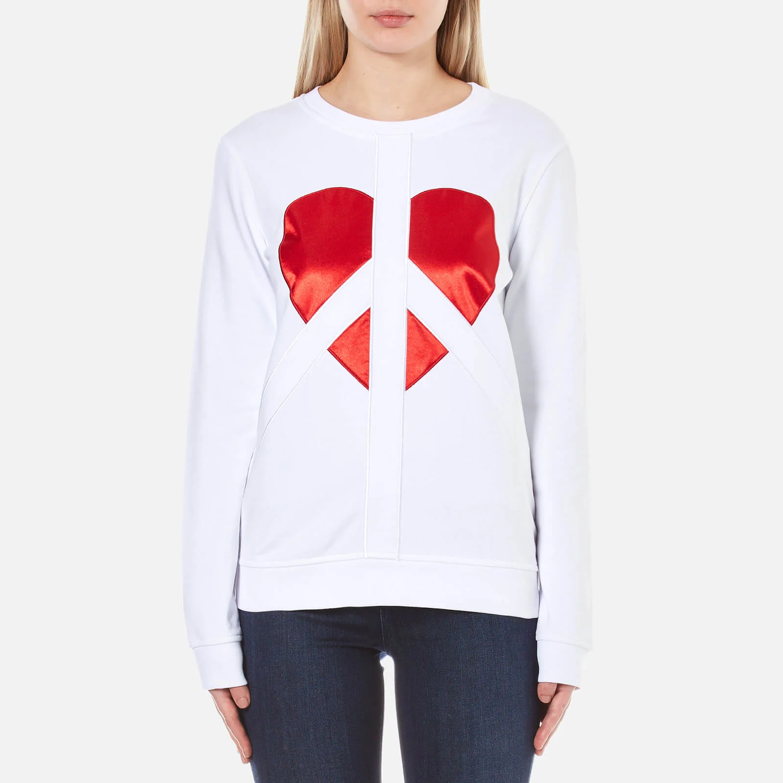 Love Moschino Women's Peace Heart Sweatshirt - Optical White Image 1