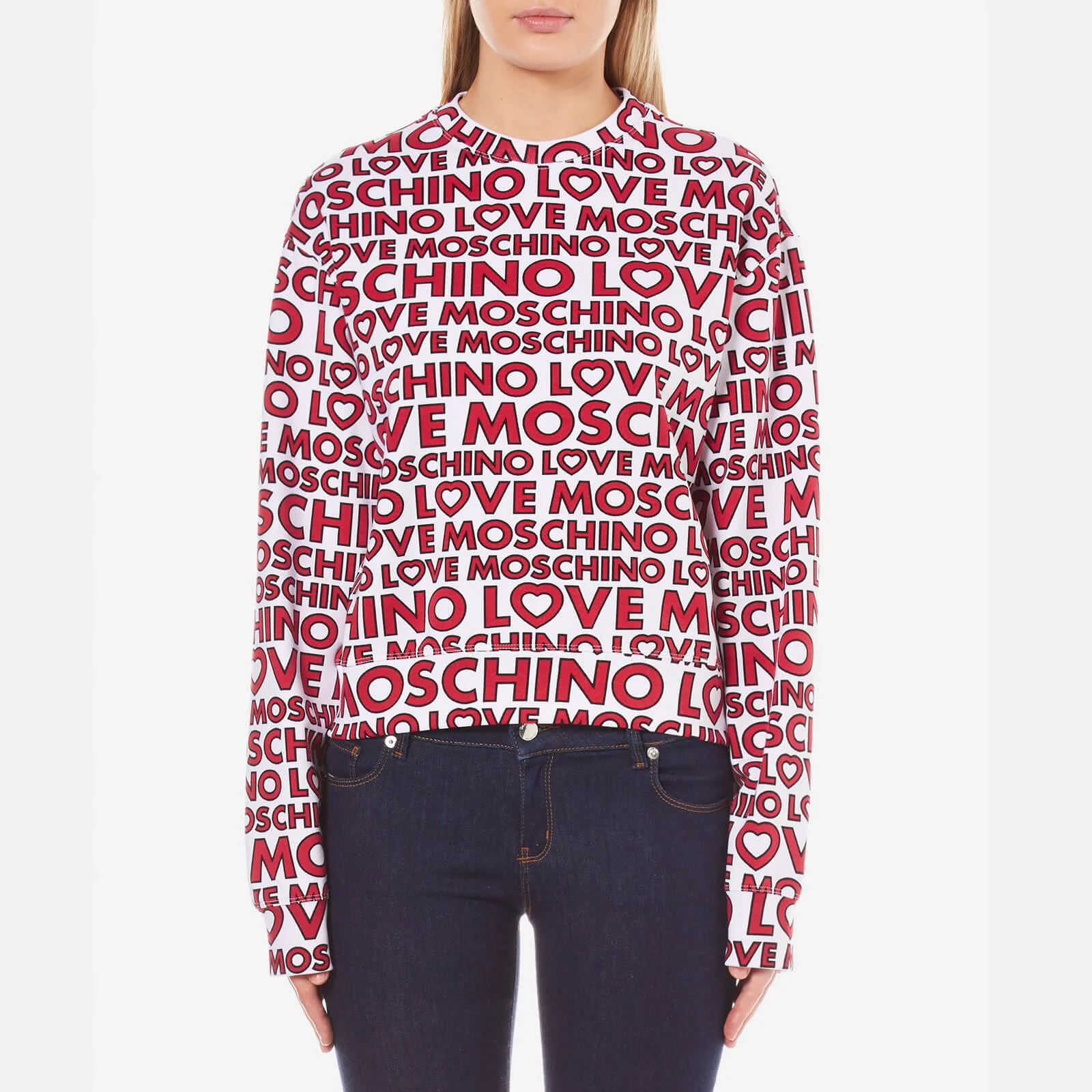 Love Moschino Women's Multi Logo Sweatshirt - Macrologo/White Image 1