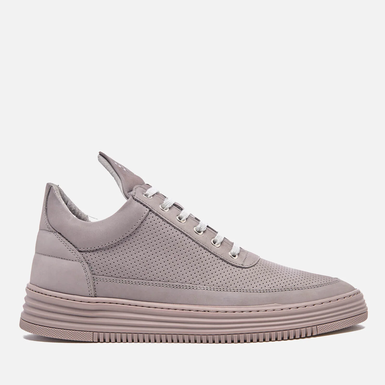 Filling Pieces Men's Perforated Suede Tonal Low Top Trainers - Grey Image 1