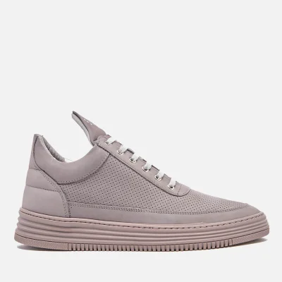 Filling Pieces Men's Perforated Suede Tonal Low Top Trainers - Grey