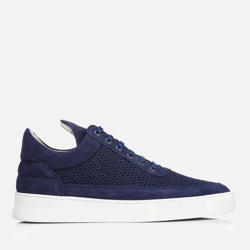 Filling Pieces Men's Fundament Mesh Suede Low Top Trainers - Navy Image 1