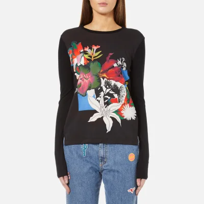 PS by Paul Smith Women's Floral Long Sleeve Top - Black