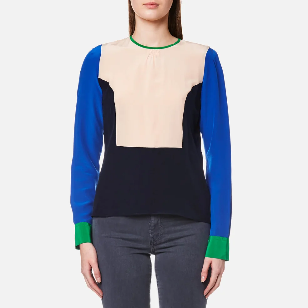 PS by Paul Smith Women's Bib Front Colour Block Top - Navy Image 1