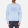 AMI Men's Flock Logo Crew Sweatshirt - Sky Blue - Image 1