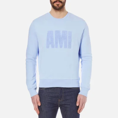 AMI Men's Flock Logo Crew Sweatshirt - Sky Blue