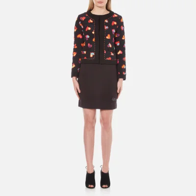 Boutique Moschino Women's Heart Print Cropped Jacket - Black