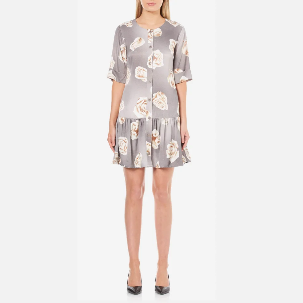 Boutique Moschino Women's Rose Print Dress - Grey Image 1