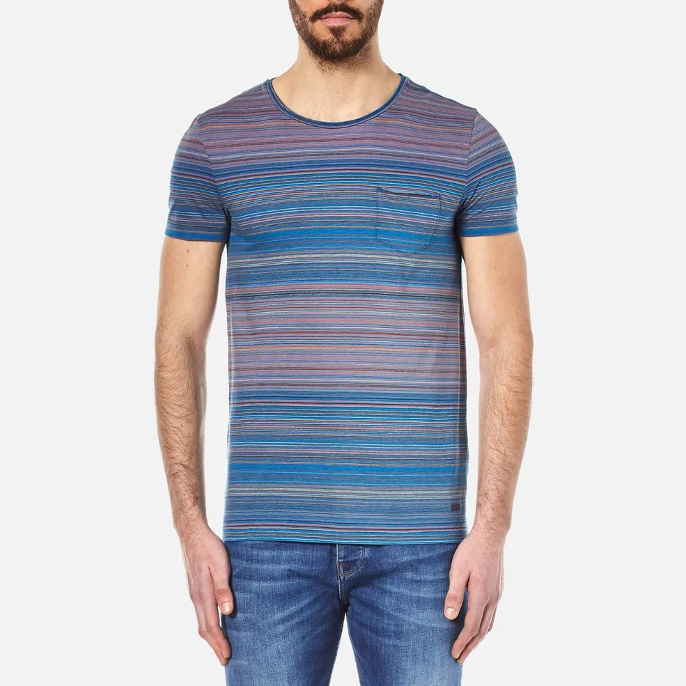 BOSS Orange Men's Tedryk Striped T-Shirt - Open Blue Image 1
