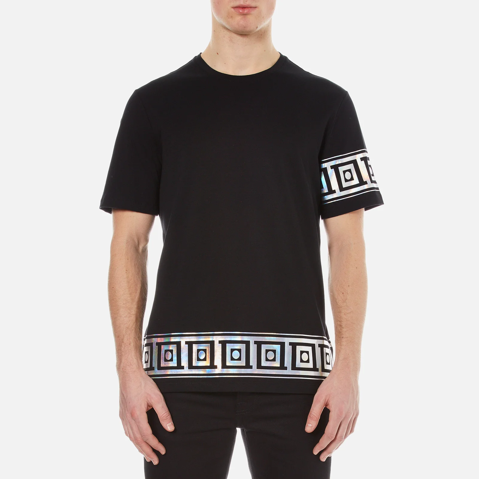 Versace Collection Men's Greek Patterned Embossed T-Shirt - Black Image 1