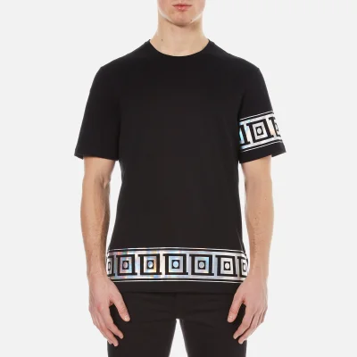 Versace Collection Men's Greek Patterned Embossed T-Shirt - Black