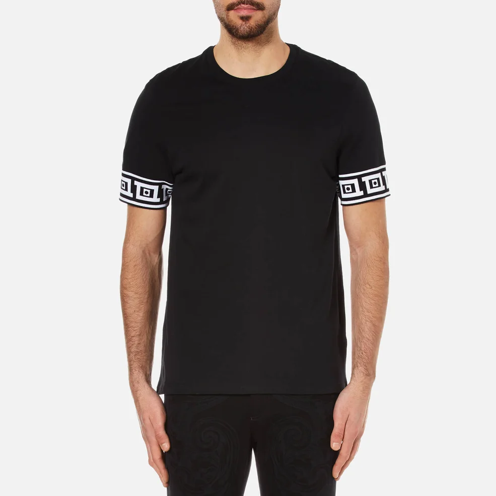 Versace Collection Men's Greek Patterned T-Shirt - Black Image 1