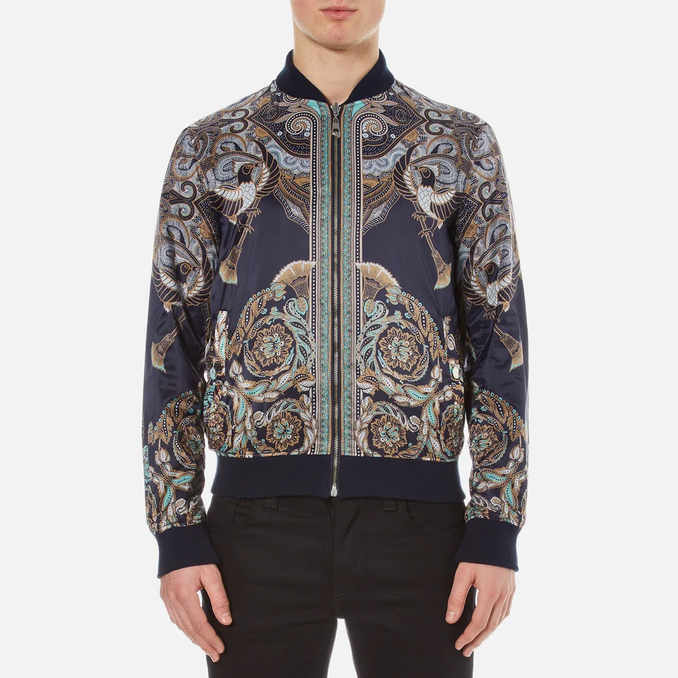 Versace Collection Men's Printed Reversible Bomber Jacket - Navy Image 1