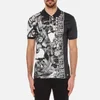 Versace Collection Men's Greek Patterned Polo Shirt with Contrast Collar - Black - Image 1