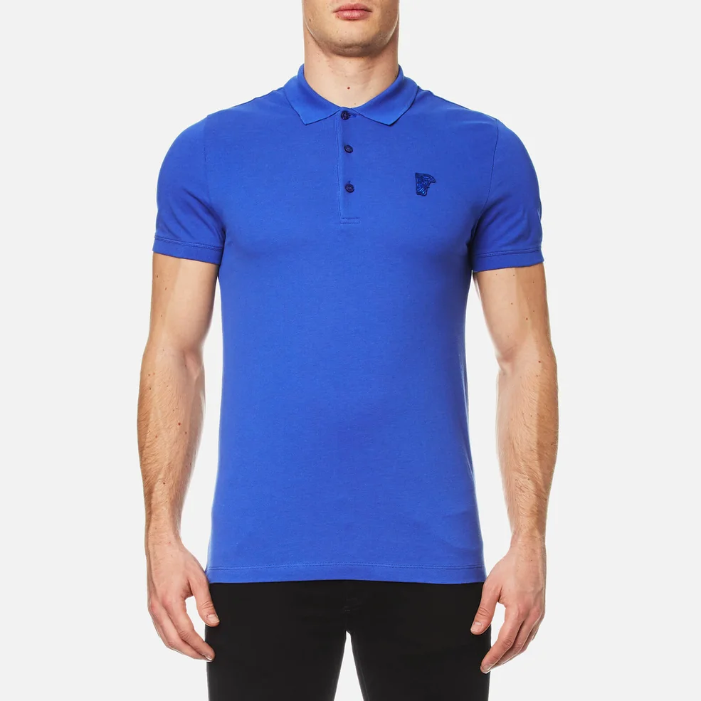 Versace Collection Men's Pique Polo Shirt - Blue Image 1