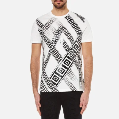 Versace Collection Men's Greek Patterned Embossed T-Shirt - White