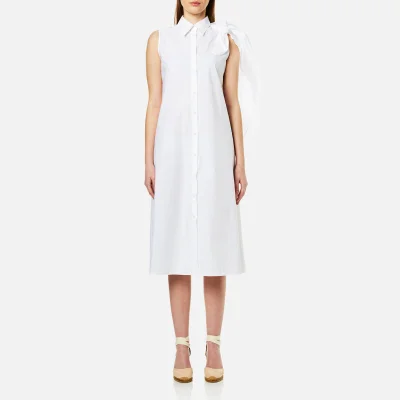 MM6 Maison Margiela Women's Midi Shirt Dress with Cape Tie Sleeve - White
