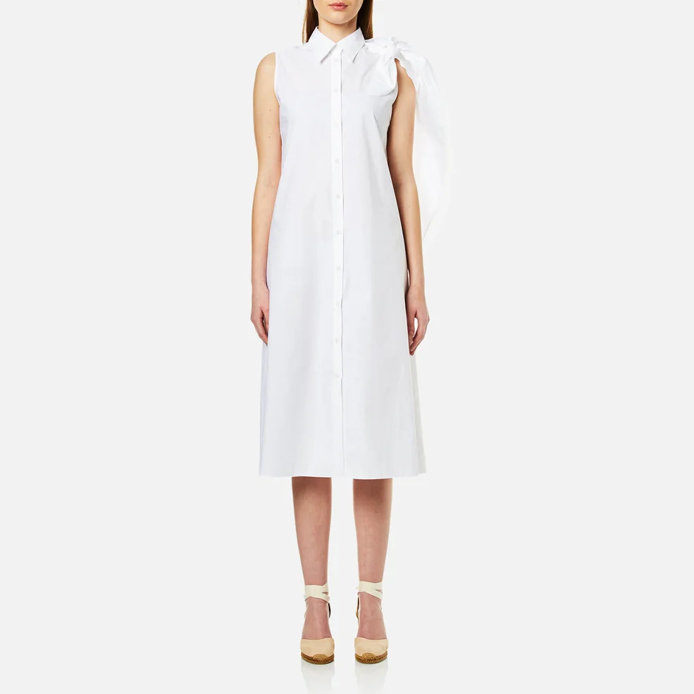 MM6 Maison Margiela Women's Midi Shirt Dress with Cape Tie Sleeve - White Image 1