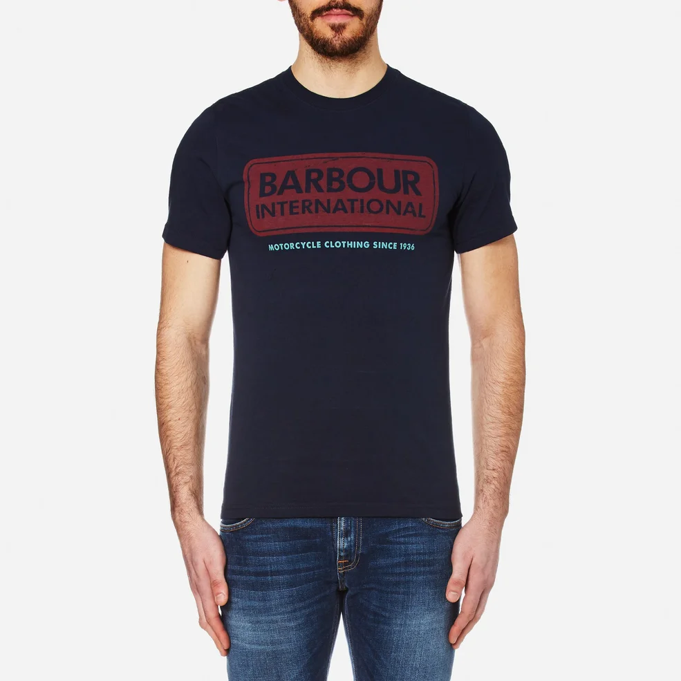 Barbour International Men's Logo T-Shirt - Navy Image 1