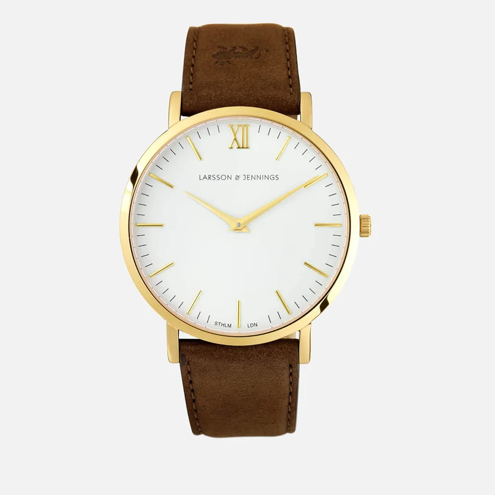 Larsson & Jennings Women's Lugano 40mm Leather Watch - Gold/White/Brown Image 1