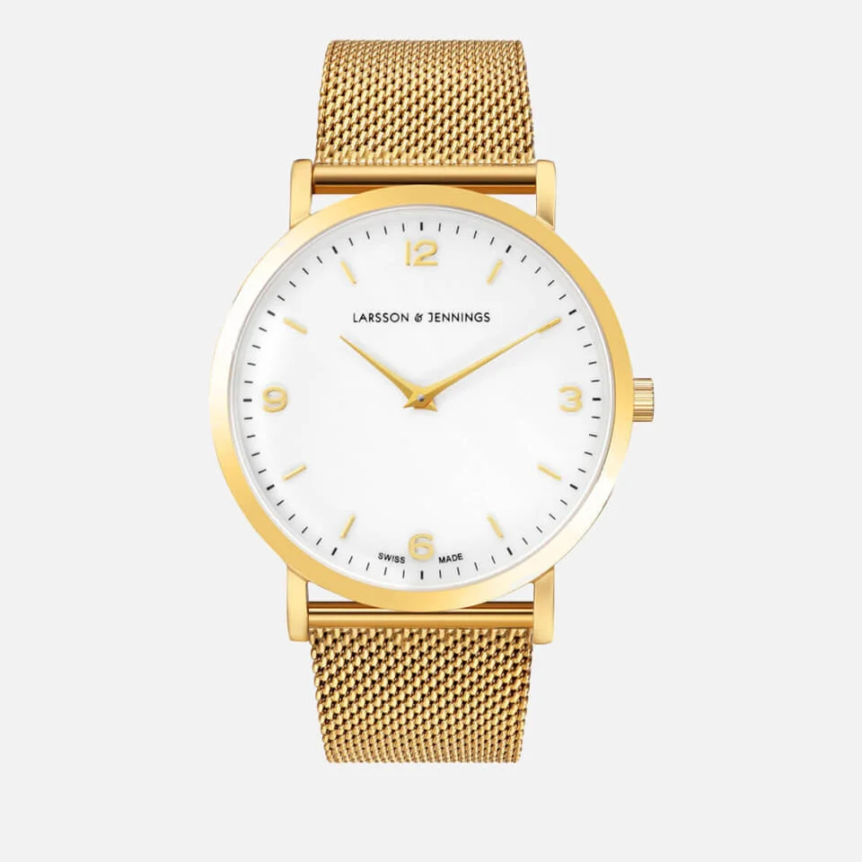 Larsson & Jennings Lugano 38mm Gold Plated Chain Metal Watch - Gold/White/Gold Image 1