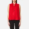 Maison Scotch Women's Sleeveless Top with Ruffle Neckline and Ruffle Inserts - Red - Image 1