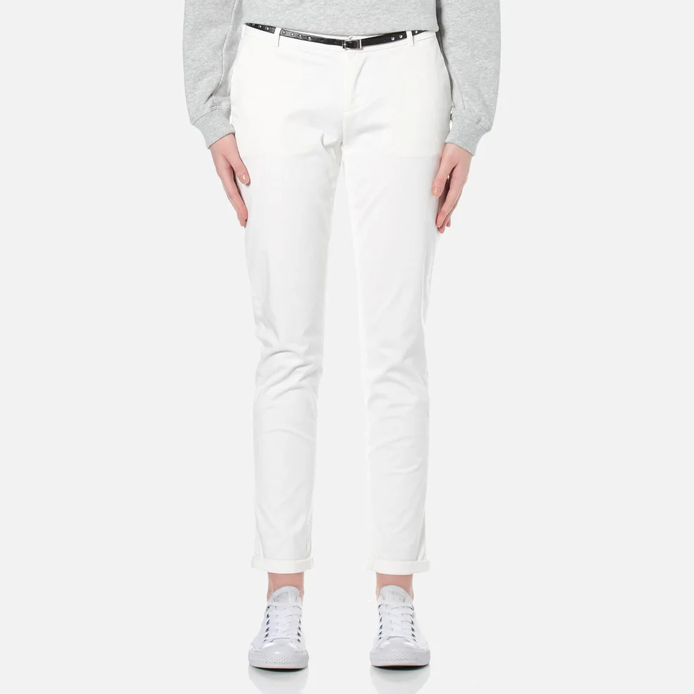 Maison Scotch Women's Slim Chino Pants with Belt - White Image 1