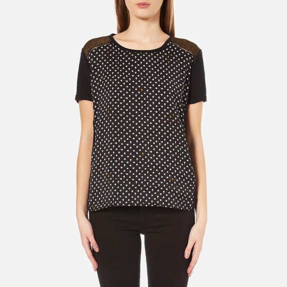 Maison Scotch Women's Relaxed Fit Linen Short Sleeve T-Shirt - Black Image 1