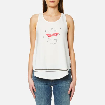 Maison Scotch Women's French Inspired Tank Top with Higher Neckline - White