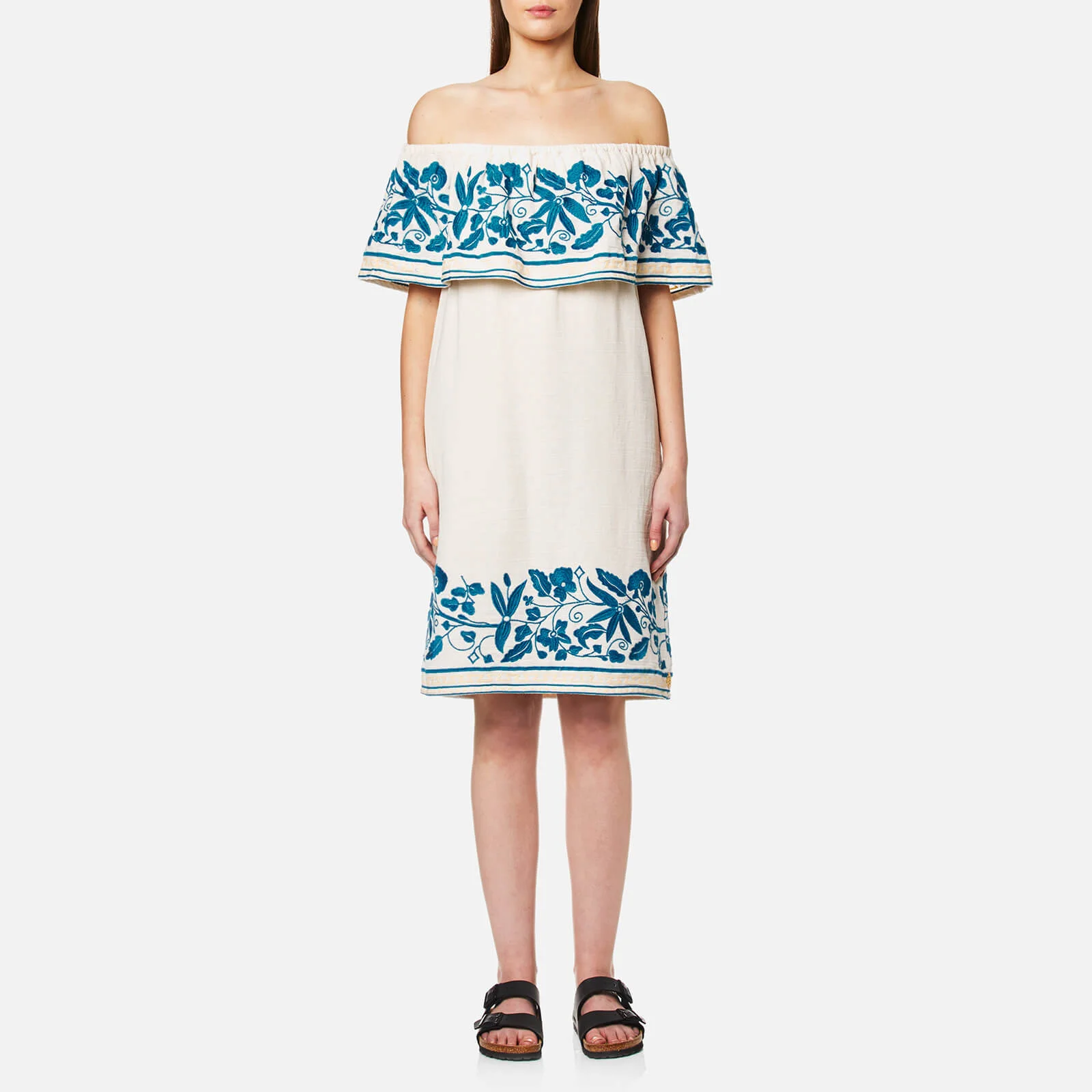 Maison Scotch Women's Boho Off the Shoulder Dress with Embroidery - White Image 1