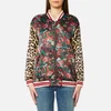 Maison Scotch Women's Silky Feel Print Mixed Bomber Jacket with Lurex Ribs - Multi - Image 1
